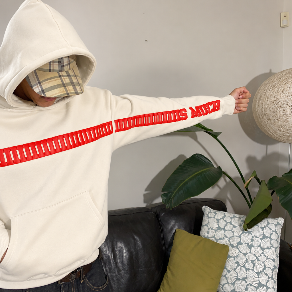 I Love You This Much Hoodie – Limited Edition Oversized Unisex Puff Print Off-White Fleece Hoodie