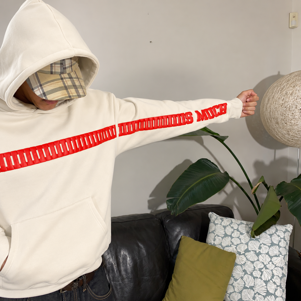 I Love You This Much Hoodie – Limited Edition Oversized Unisex Puff Print Off-White Fleece Hoodie