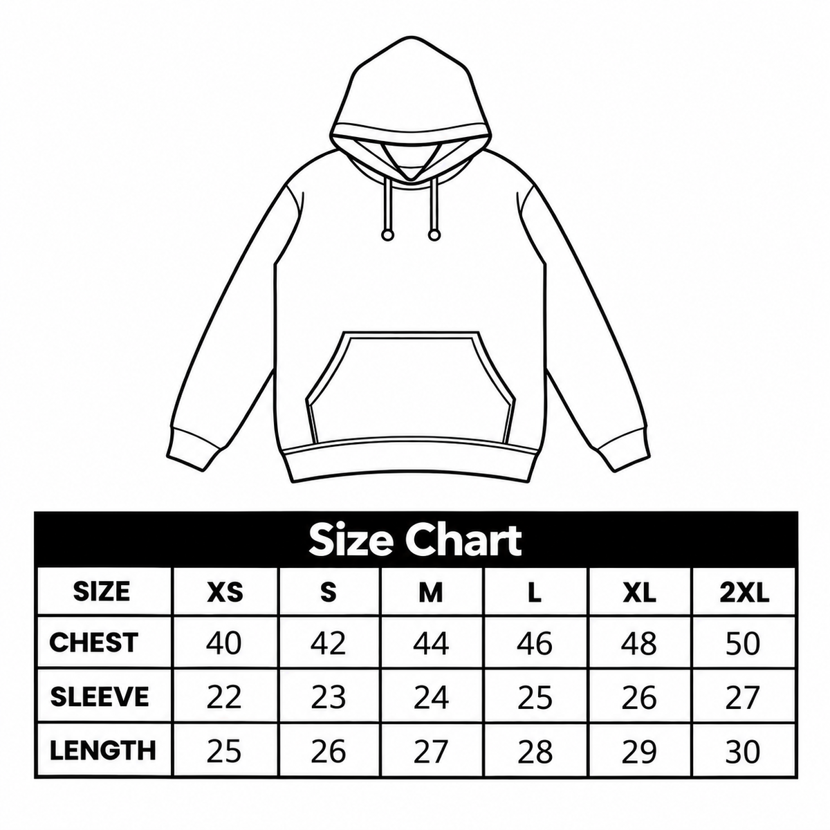 I Love You This Much Hoodie – Limited Edition Oversize Fit Unisex Puff Print Fleece Black Hoodie size chart
