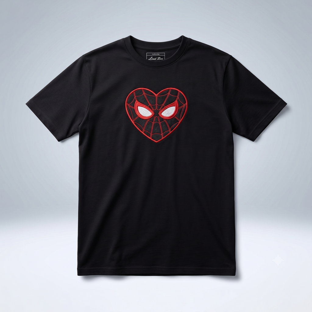 Spider Heart Miles Fully Embroidered Oversized T-Shirt - High Quality Baggy Premium Fit