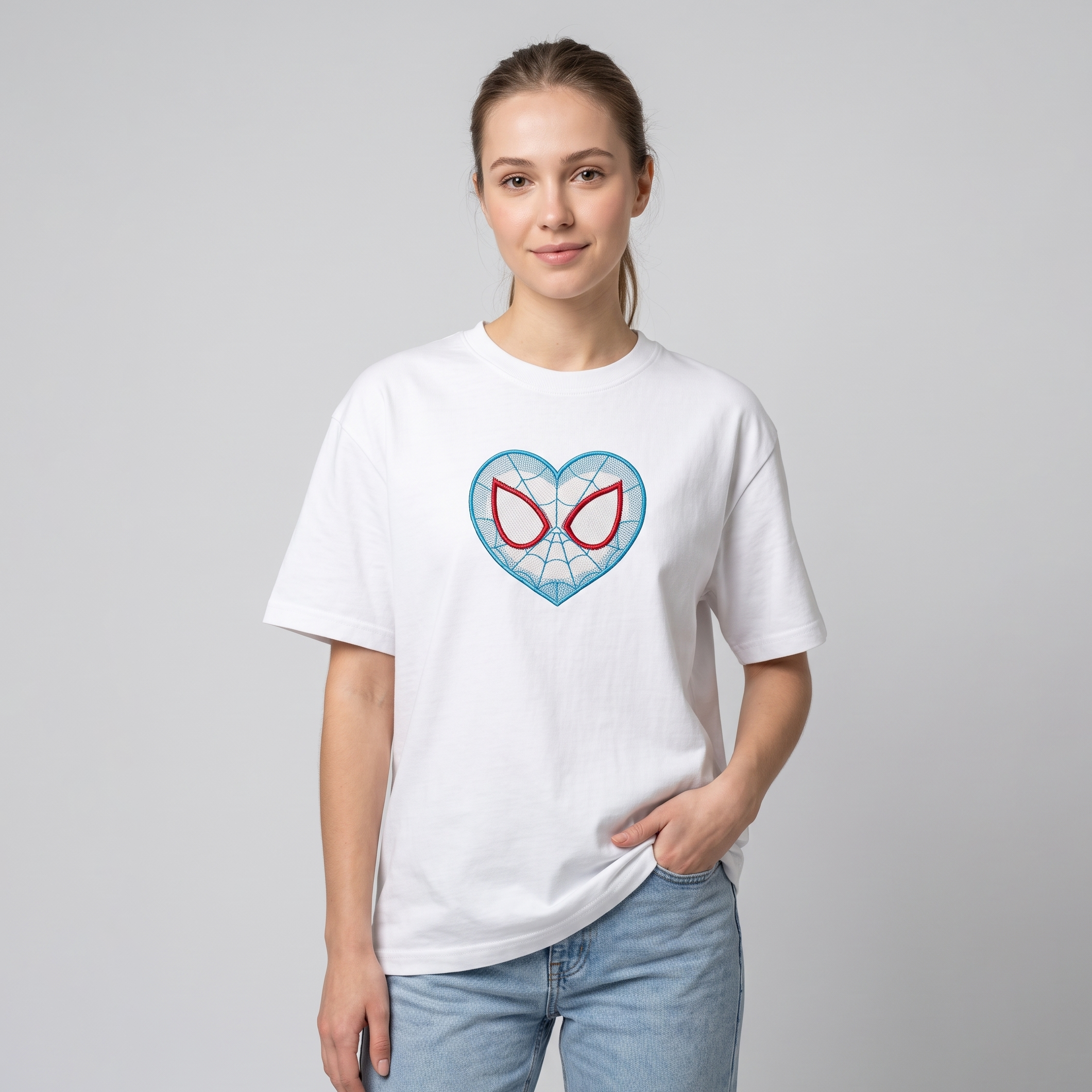 Spider Heart Gwen Fully Embroidered Oversized T-Shirt - High Quality Baggy Premium Fit